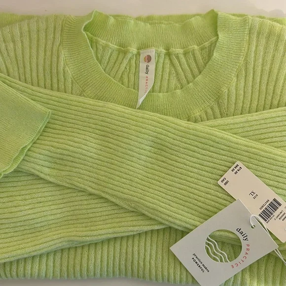 NWT Anthropologie Daily Practice Cropped Sweater in Lime - Picture 6 of 8